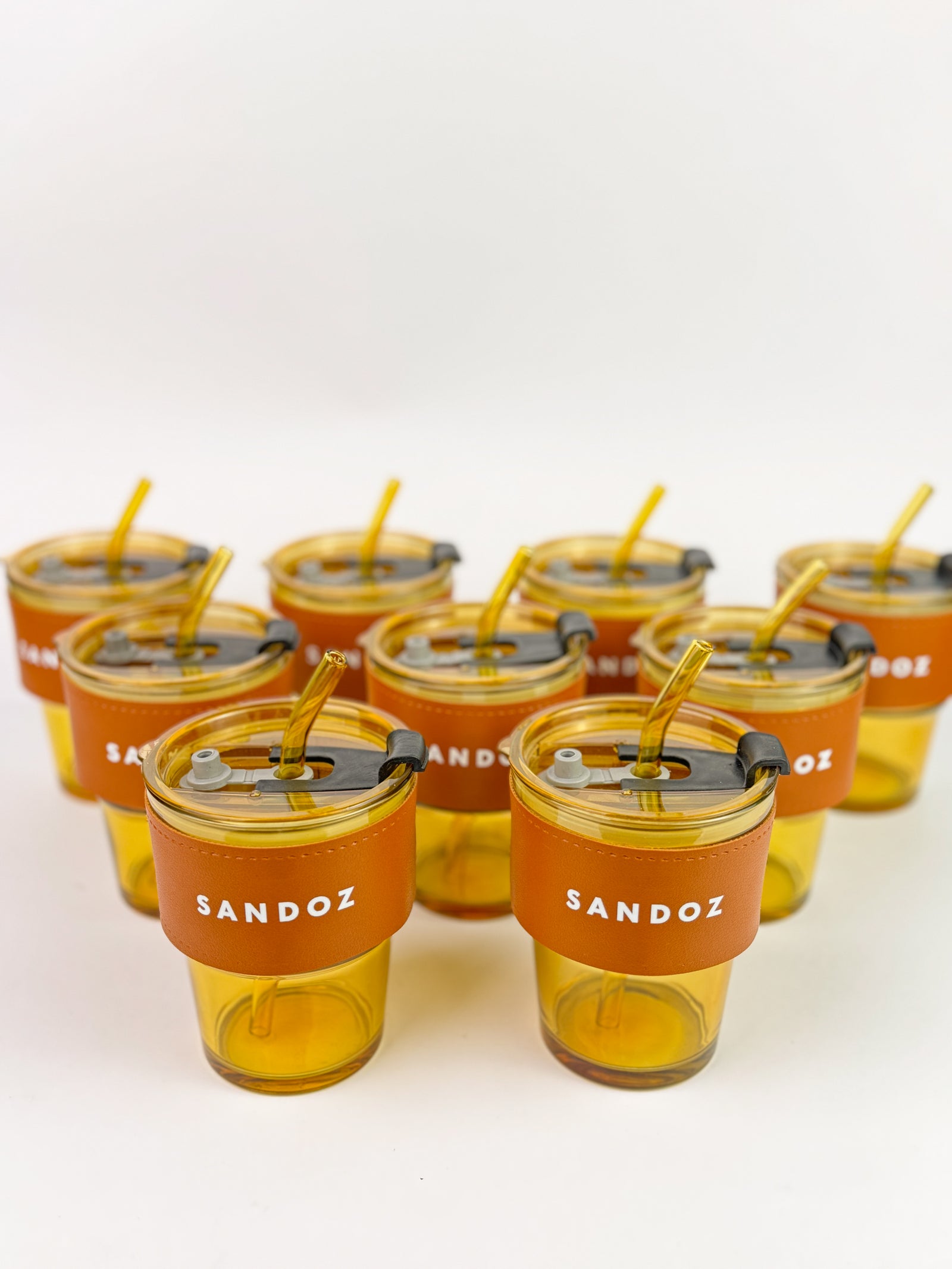 Eco Tinted Glass Mug & Straw Set with Vegan Leather Sleeve