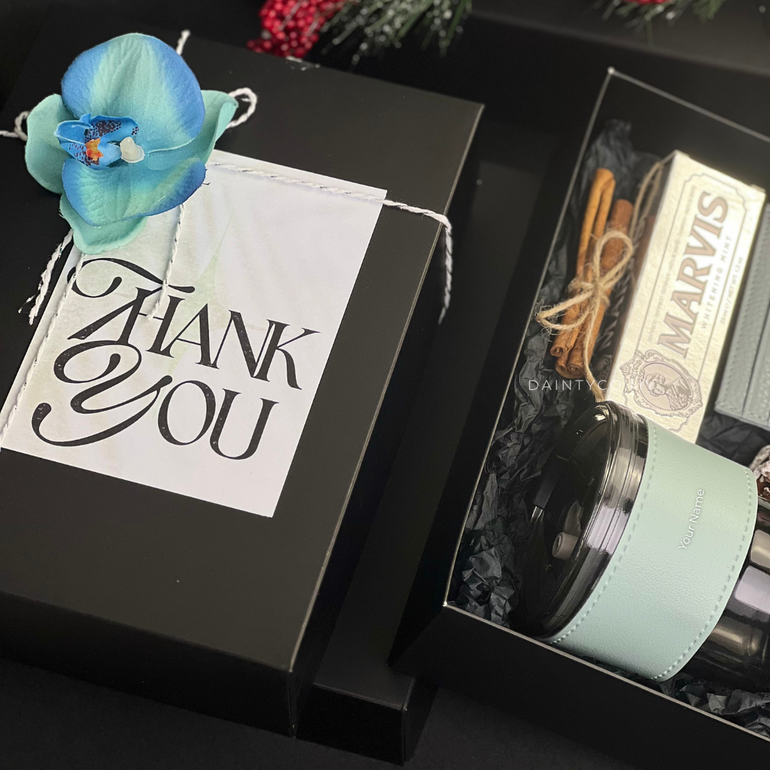 [Clean and Carry] Personalised Glass Mug, Card Holder & Marvis toothpaste 3pc Gift Set