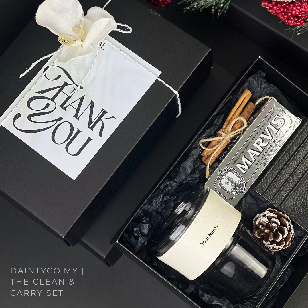 [Clean and Carry] Personalised Glass Mug, Card Holder & Marvis toothpaste 3pc Gift Set