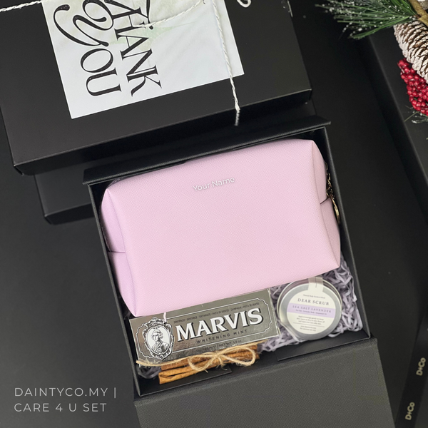[Care 4 U] Set Hadiah 3-buah Pouch Klasik yang Dipersonalisasi, Pasta Gigi Marvis & Lulur Tubuh