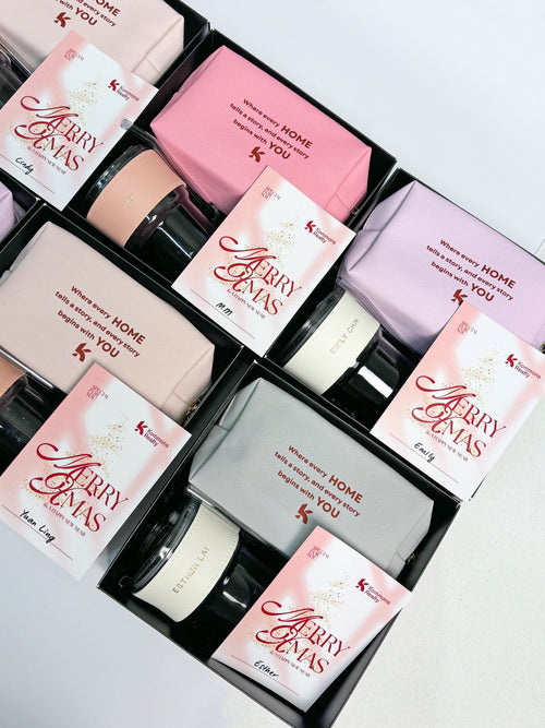 [On The Go] Set Hadiah 3-pcs Gelas Kaca, Pouch & Tag Bagasi yang Dipersonalisasi