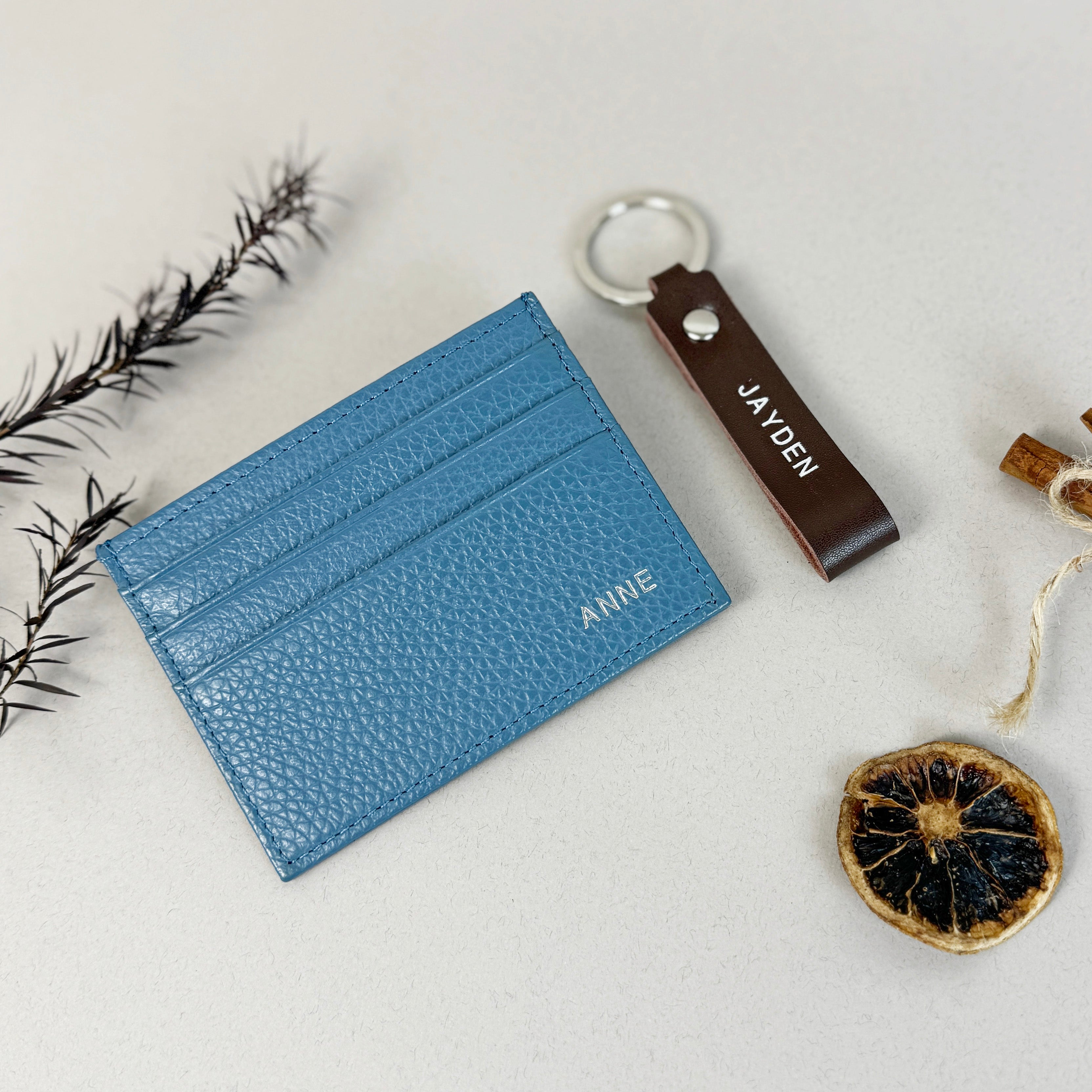 Leather card holder keychain on sale
