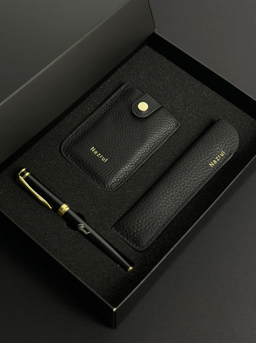 Set Hadiah 3pc Ezra Card Holder dengan Tempat Pulpen