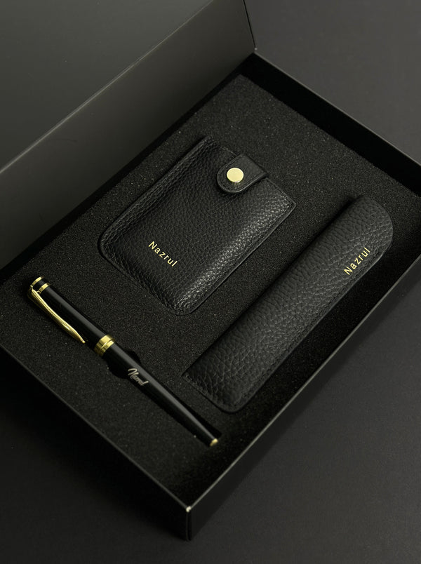 Set Hadiah 3pc Ezra Card Holder dengan Tempat Pulpen