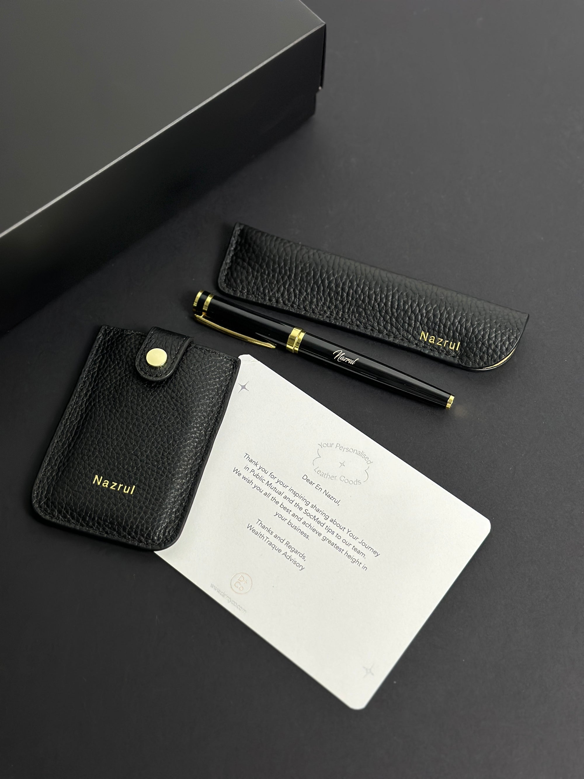 Ezra Card Holder with Pen Holder 3pc Gift Set