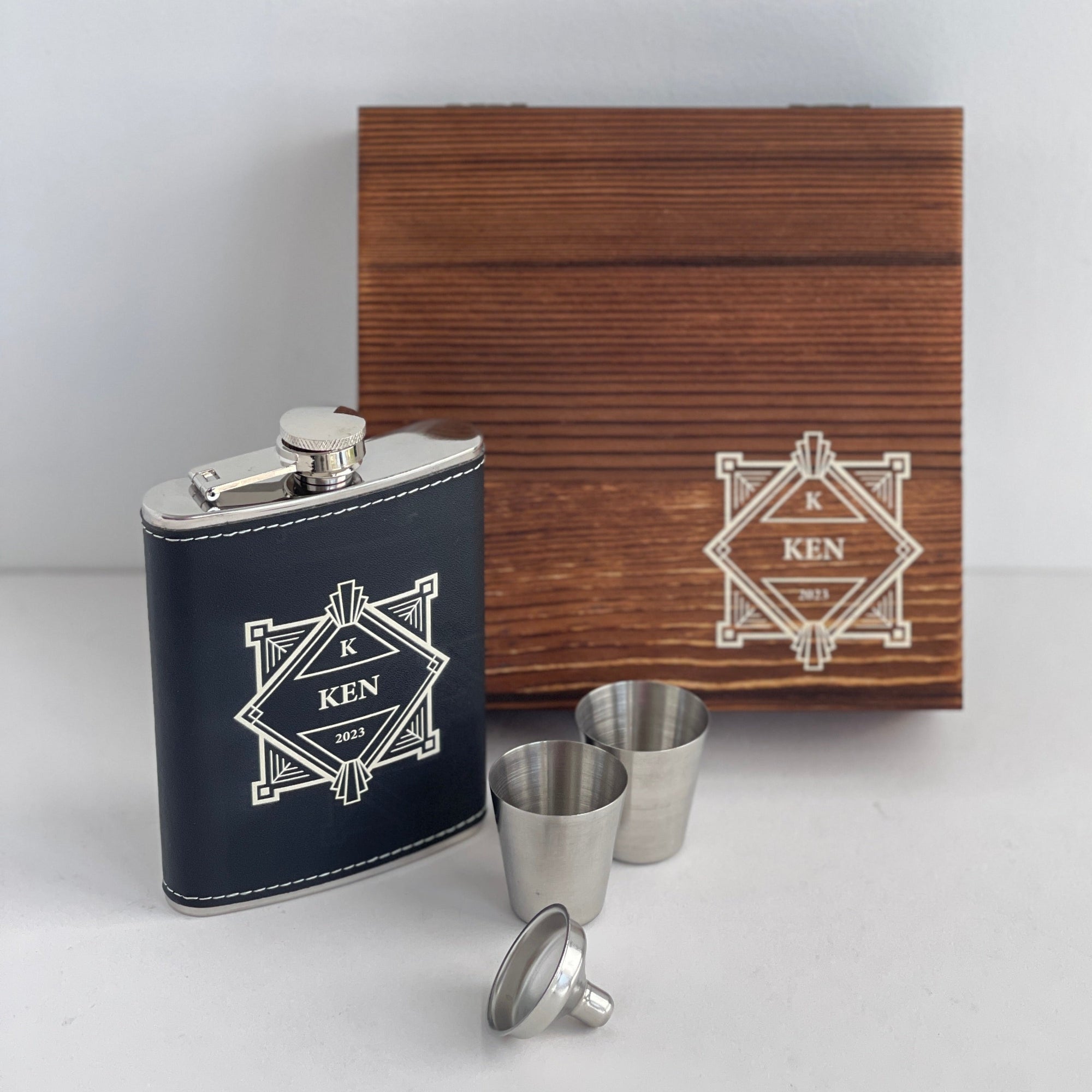 Personalised Hip Flask Gift Set For Him