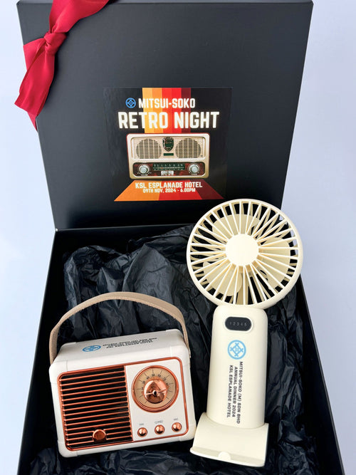 Speaker Bluetooth Retro & Kipas Angin Genggam (Set isi 2)