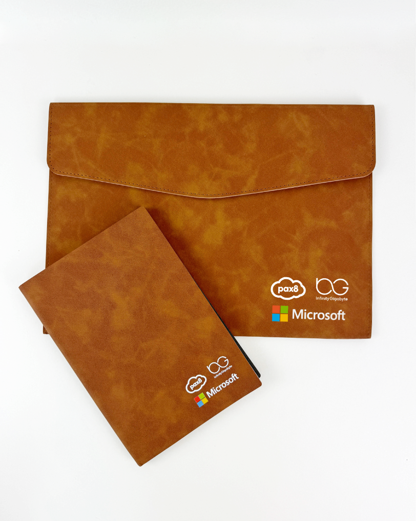 Terry Pouch Sleeve &amp; Notebook Custom Branded 2pc Gift Set