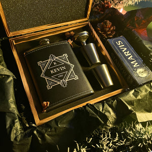 Personalised Hip Flask Gift Set For Him